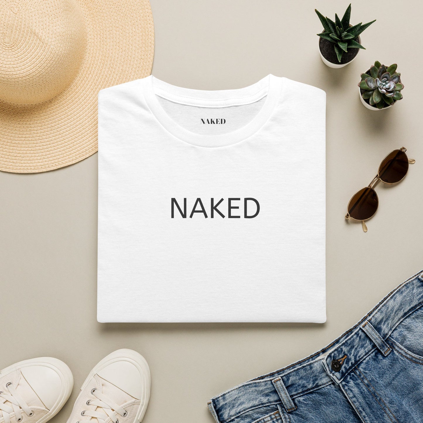 NAKED Graphic T-Shirt — Minimalist Statement Tee