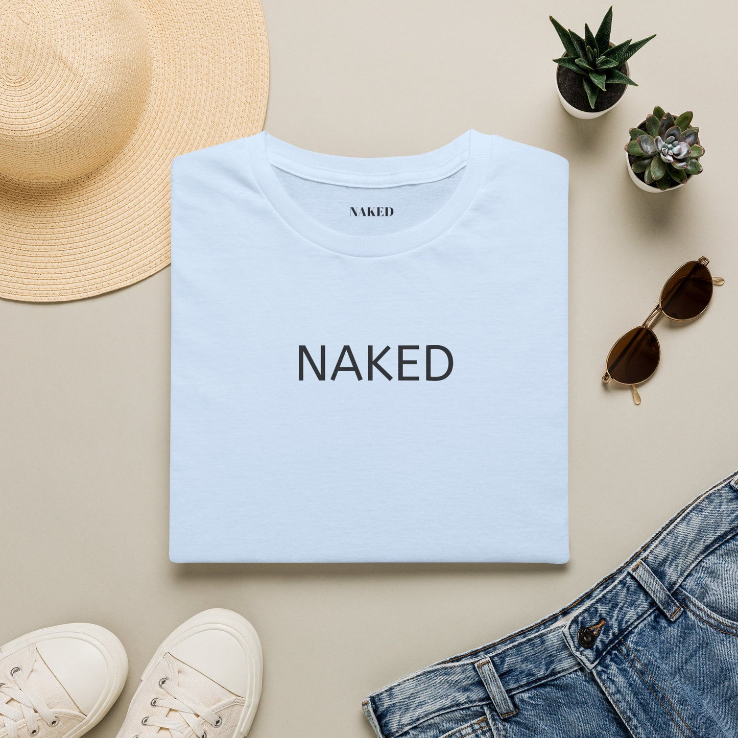 NAKED Graphic T-Shirt — Minimalist Statement Tee