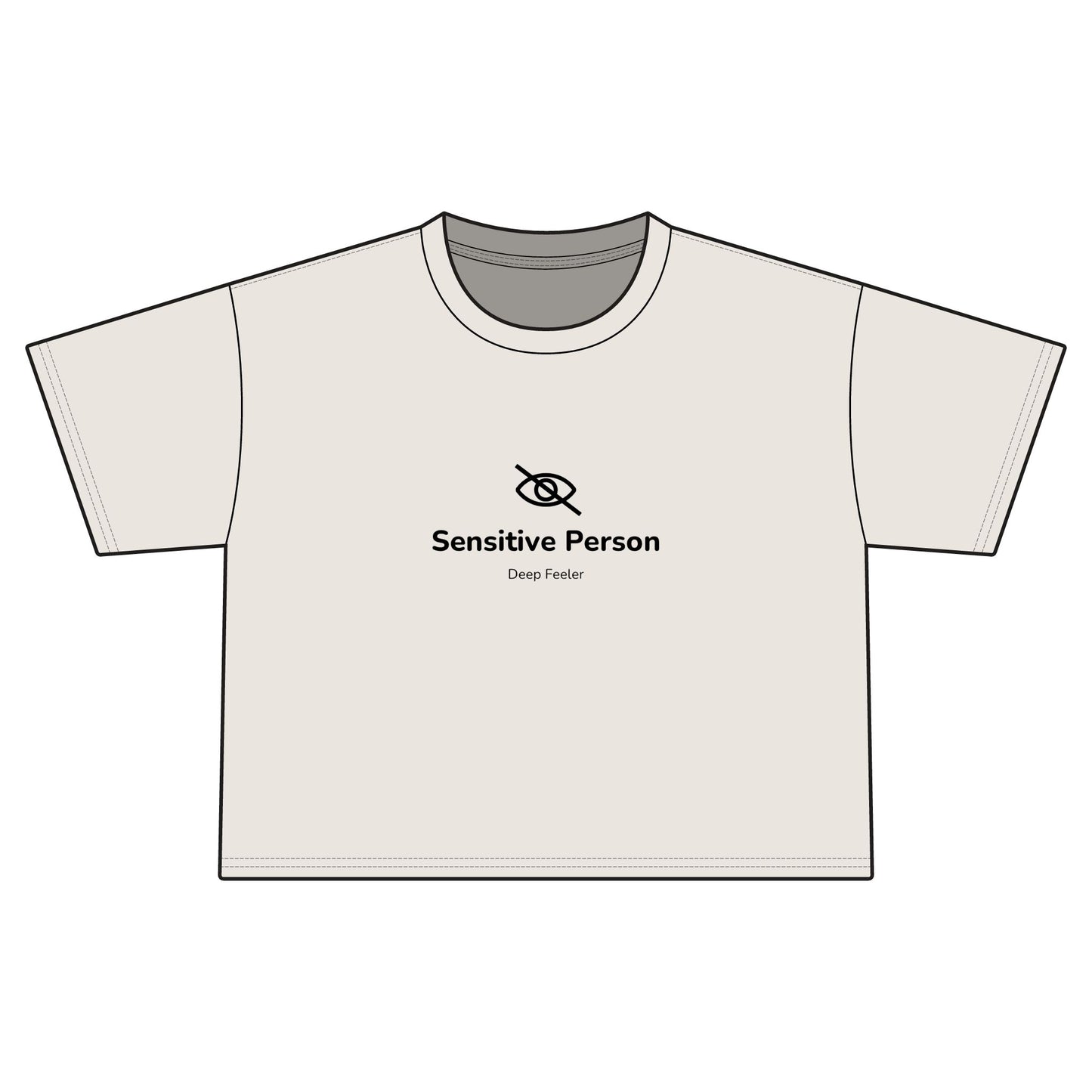 Sensitive Person Crop Tee — Minimalist Black Women's Jersey Top